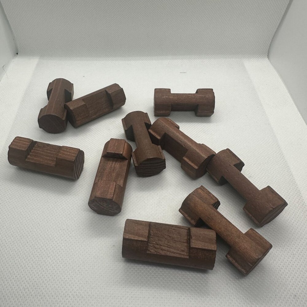 Lot Of 10 Vintage Style Wooden Lincoln Log Connectors